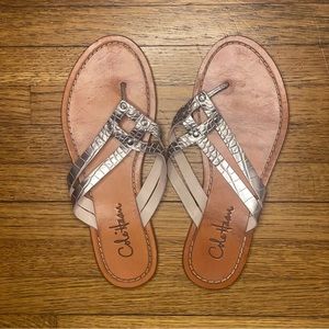 Cole Haan | Metallic Lilac Embossed Snake Texture Leather Sandals